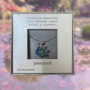 Silver Plated Peacock Necklace with Box